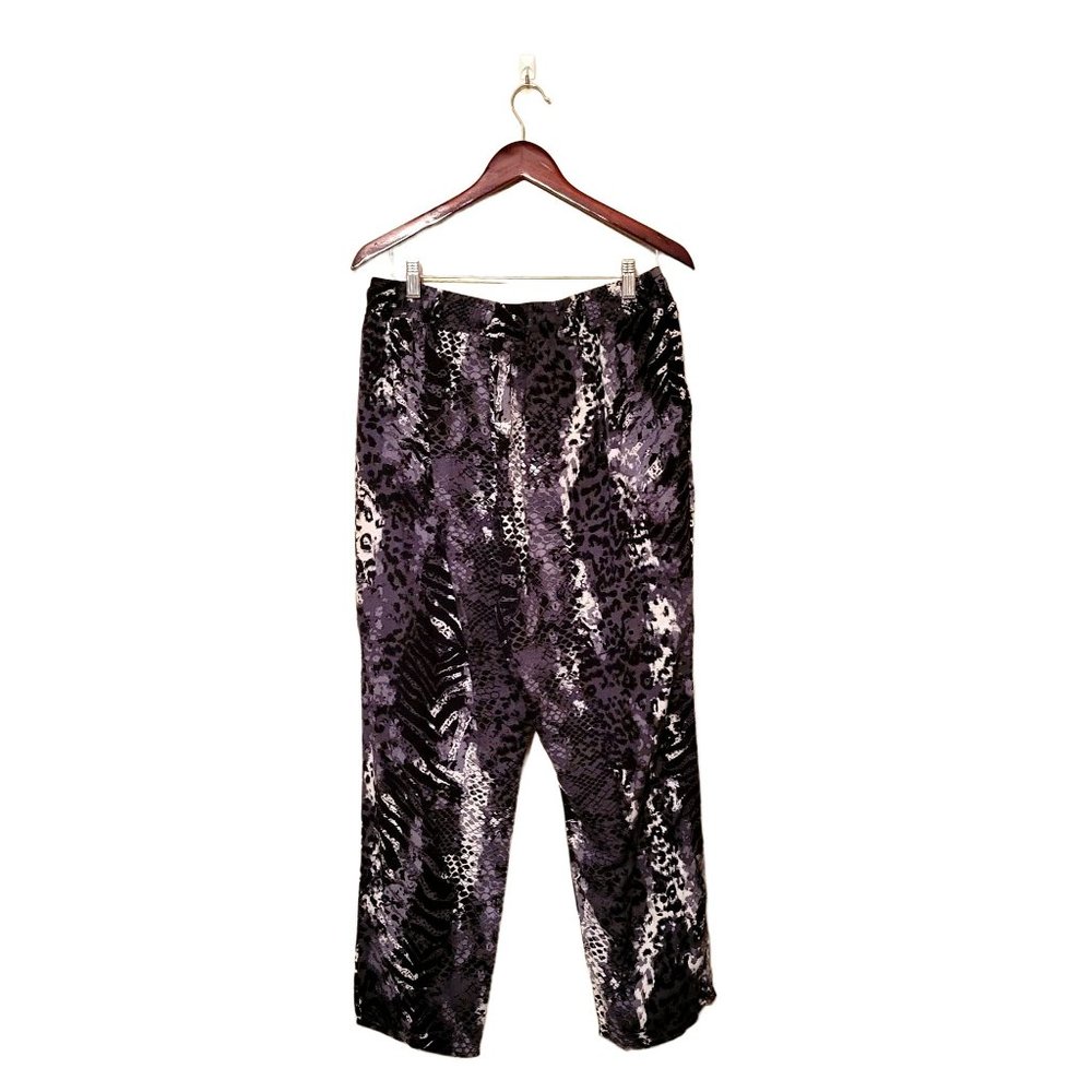 Faded Glory Womens Pants Black XL Plus Size Animal Print Straight Leg - Picture 8 of 8
